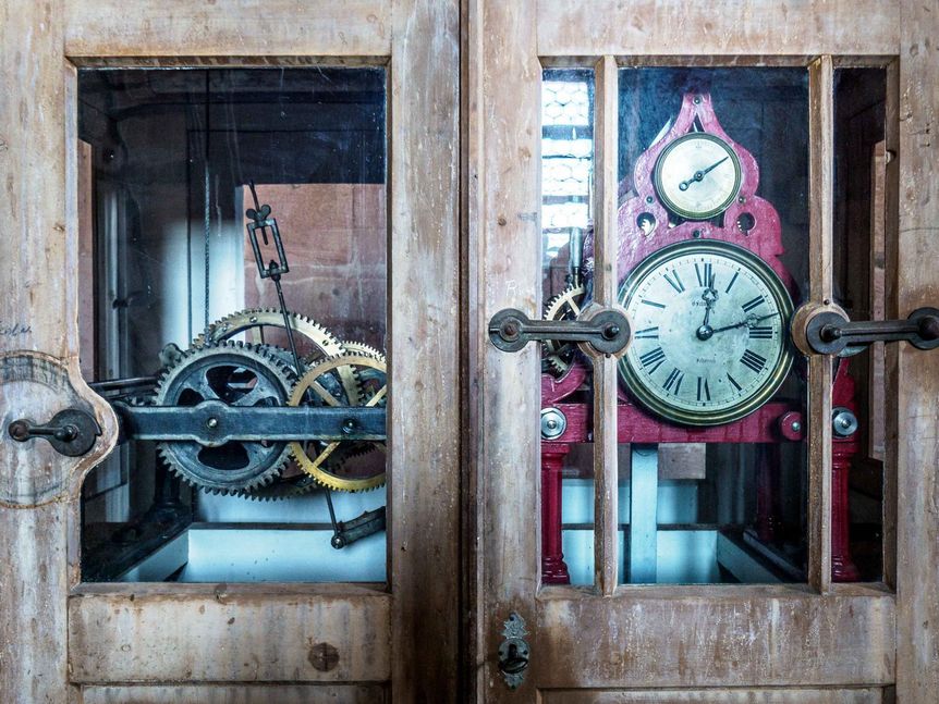 Foto: Staatliche Schlösser und Gärten Baden-Württemberg, Ralf Kuhlen Schloss Heidelberg, Detail, Torturmuhr